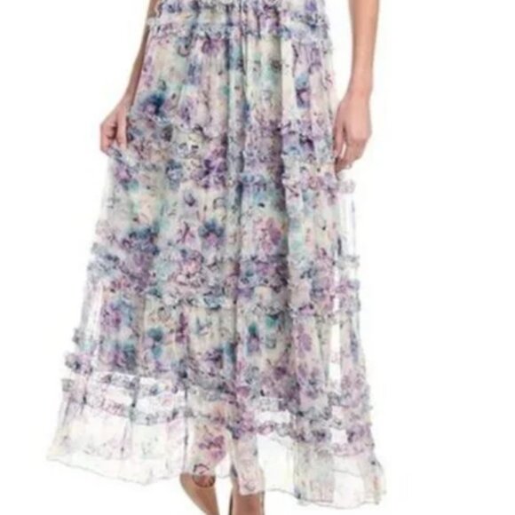 Johnny Was 1X Glinda 100% Silk Long Maxi Dress Floral Ruffle Tiered Msrp $480 - Picture 11 of 14